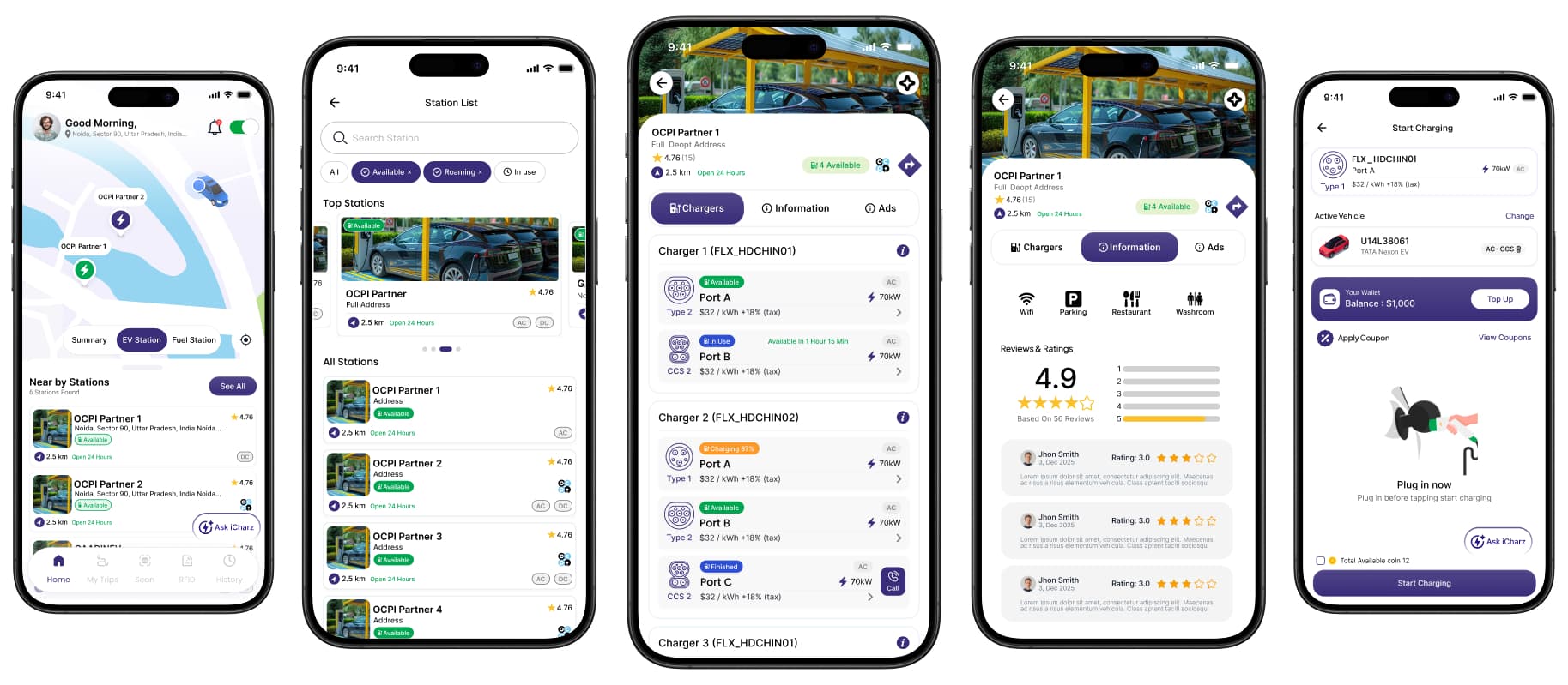 Gaadin AI driver app for companies operating EVs — one branded app across depot and partner charging networks